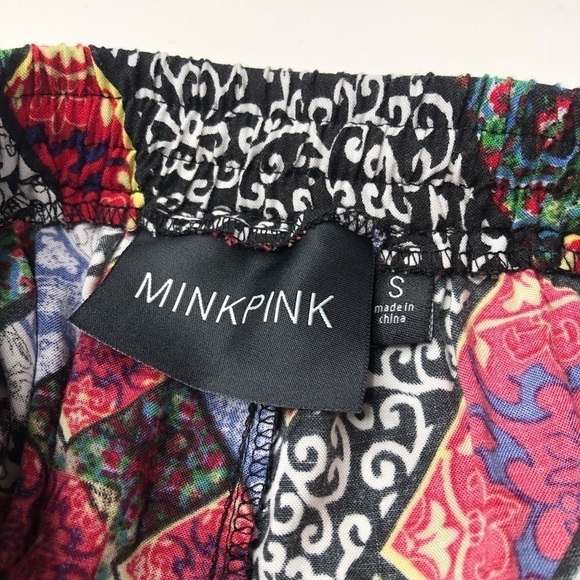 MINKPINK Boho Titled Colorful Hippie Artsy Flowy Drawstring Hottie Short Shorts - Picture 3 of 14